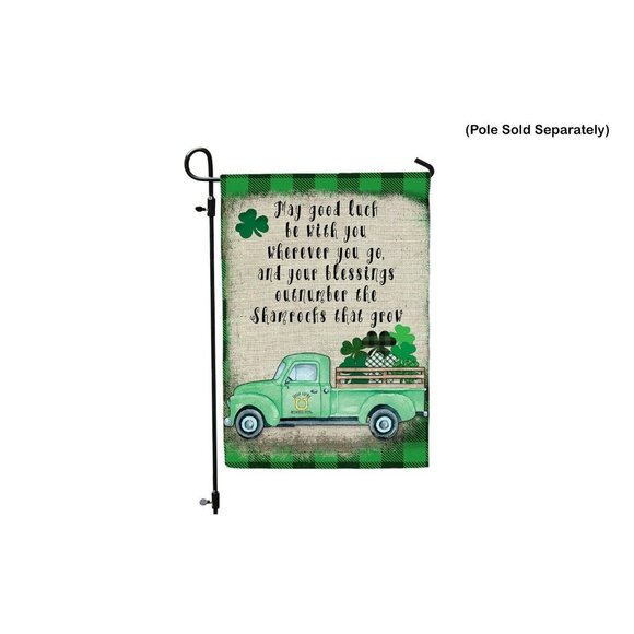 St Patrick's Day Garden Flag Irish Blessing on Green Plaid & Shamrock Truck NEW - Picture 6 of 8